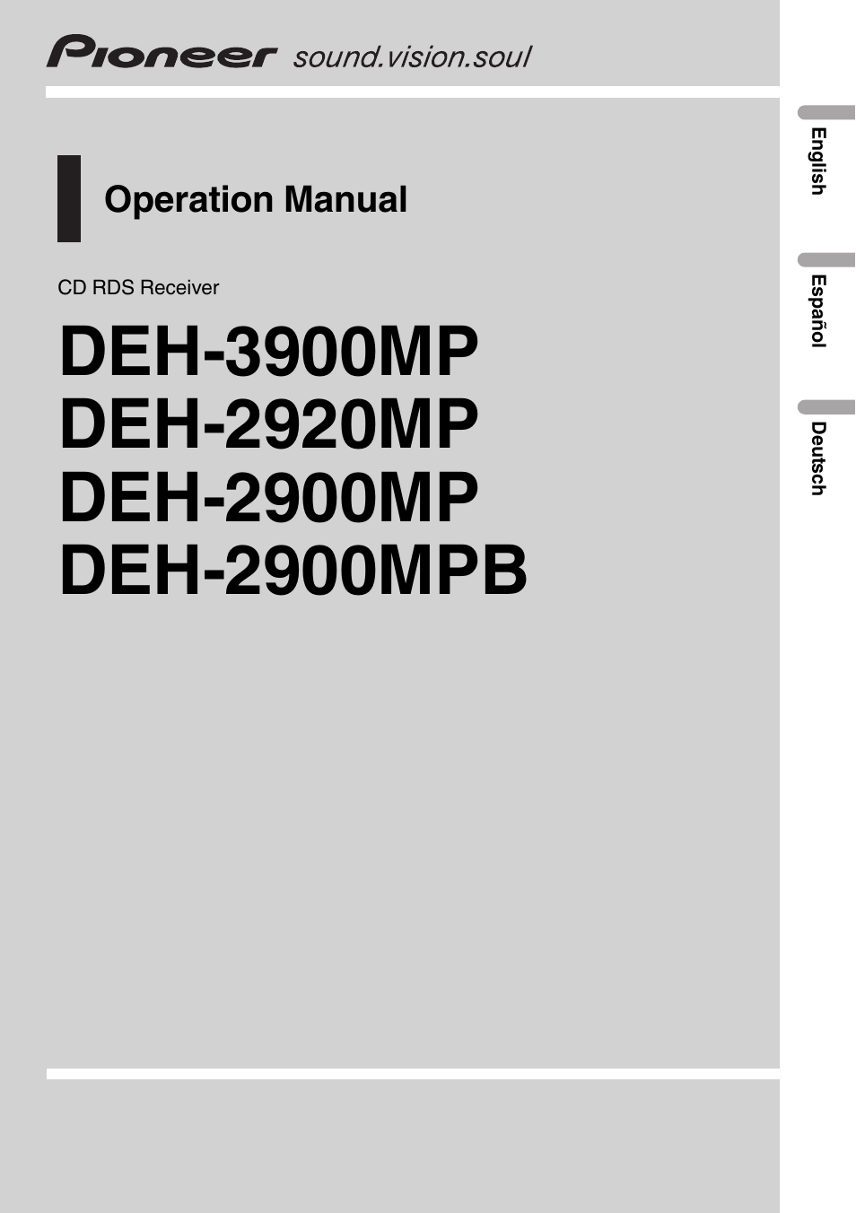 Pioneer DEH-2900MPB User Manual | 60 pages