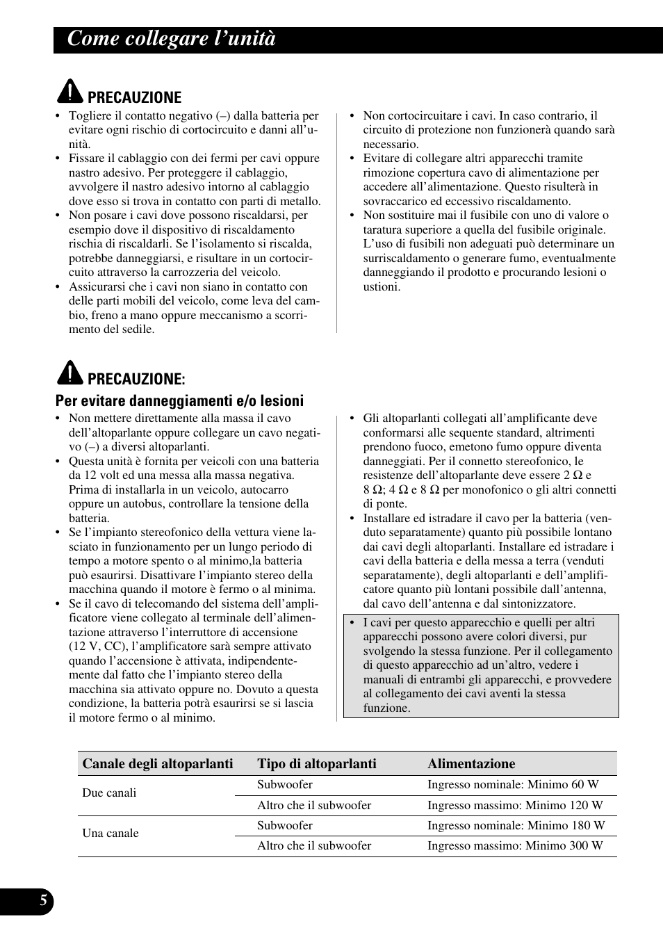 Come collegare i’unità, Come collegare l’unità | Pioneer GM-3300T User Manual | Page 54 / 85