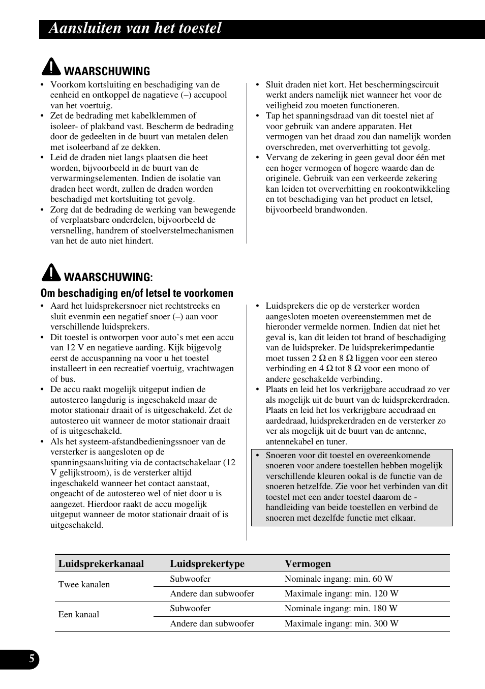 Aansluiten van het toestel | Pioneer GM-3300T User Manual | Page 66 / 85