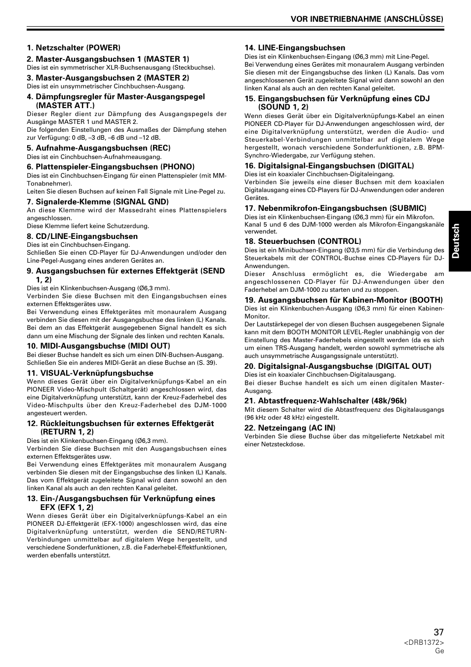 Deutsch | Pioneer DJM-1000 User Manual | Page 37 / 98