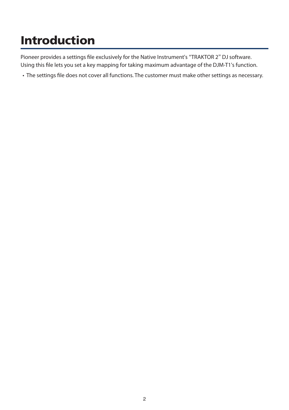 Introduction | Pioneer DJM-T1 User Manual | Page 2 / 7