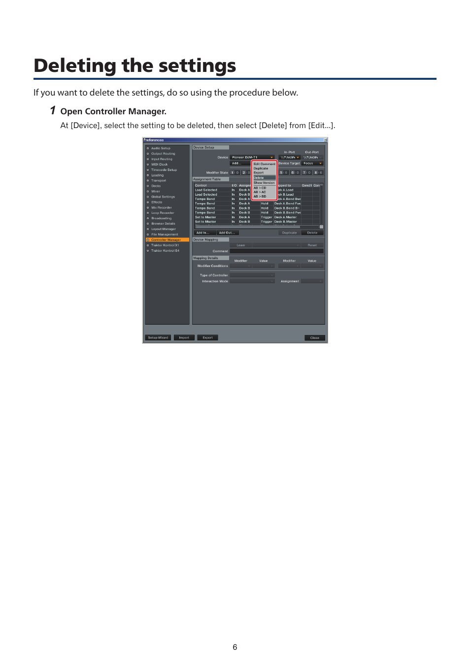 Deleting the settings | Pioneer DJM-T1 User Manual | Page 6 / 7