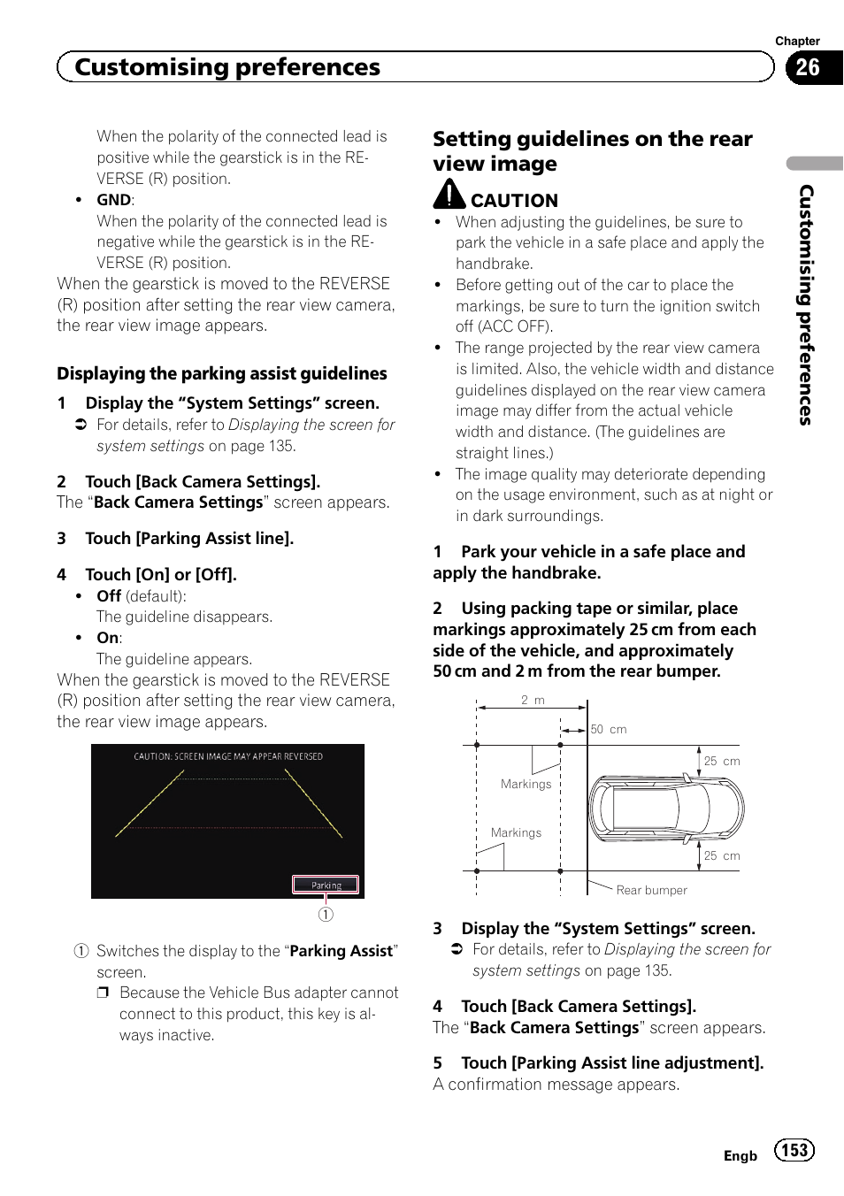 Setting guidelines on the rear view, Image, Customising preferences | Setting guidelines on the rear view image | Pioneer AVIC-F950BT User Manual | Page 153 / 200