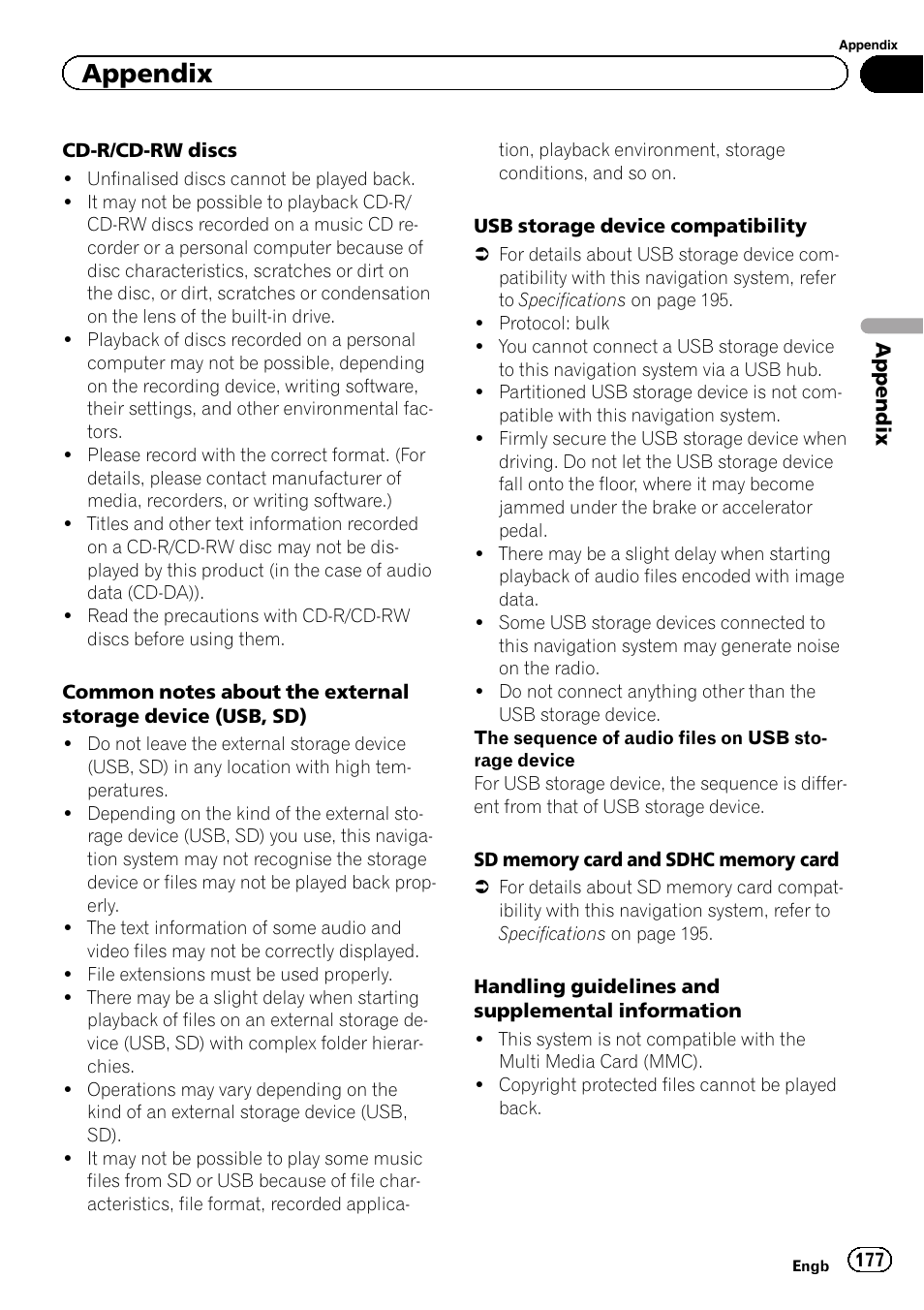 Appendix | Pioneer AVIC-F950BT User Manual | Page 177 / 200