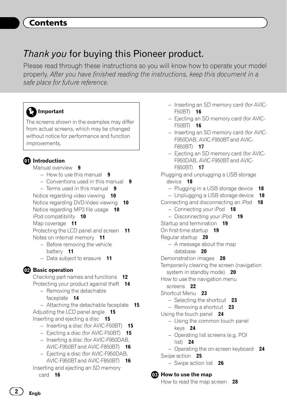 Pioneer AVIC-F950BT User Manual | Page 2 / 200