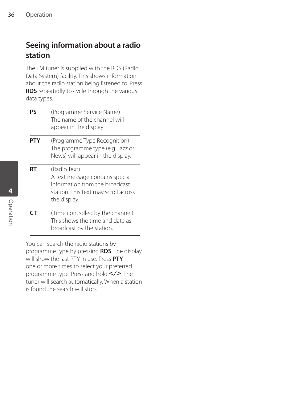 Seeing information about a radio station | Pioneer DCS-404K User Manual | Page 36 / 48