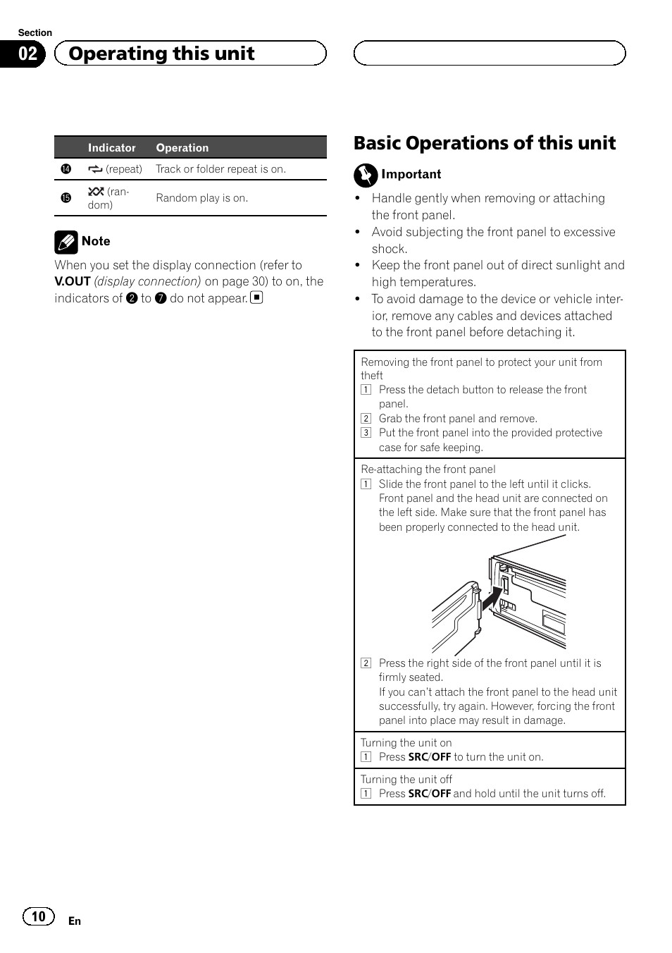 Basic operations of this unit, 02 operating this unit | Pioneer DVH-3200UB User Manual | Page 10 / 44