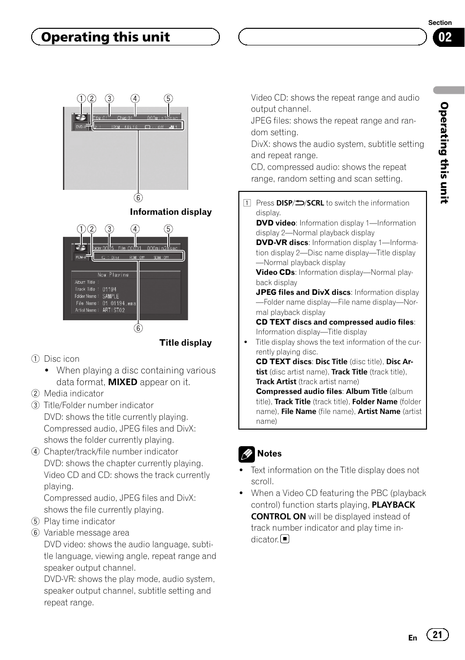Operating this unit | Pioneer DVH-3200UB User Manual | Page 21 / 44