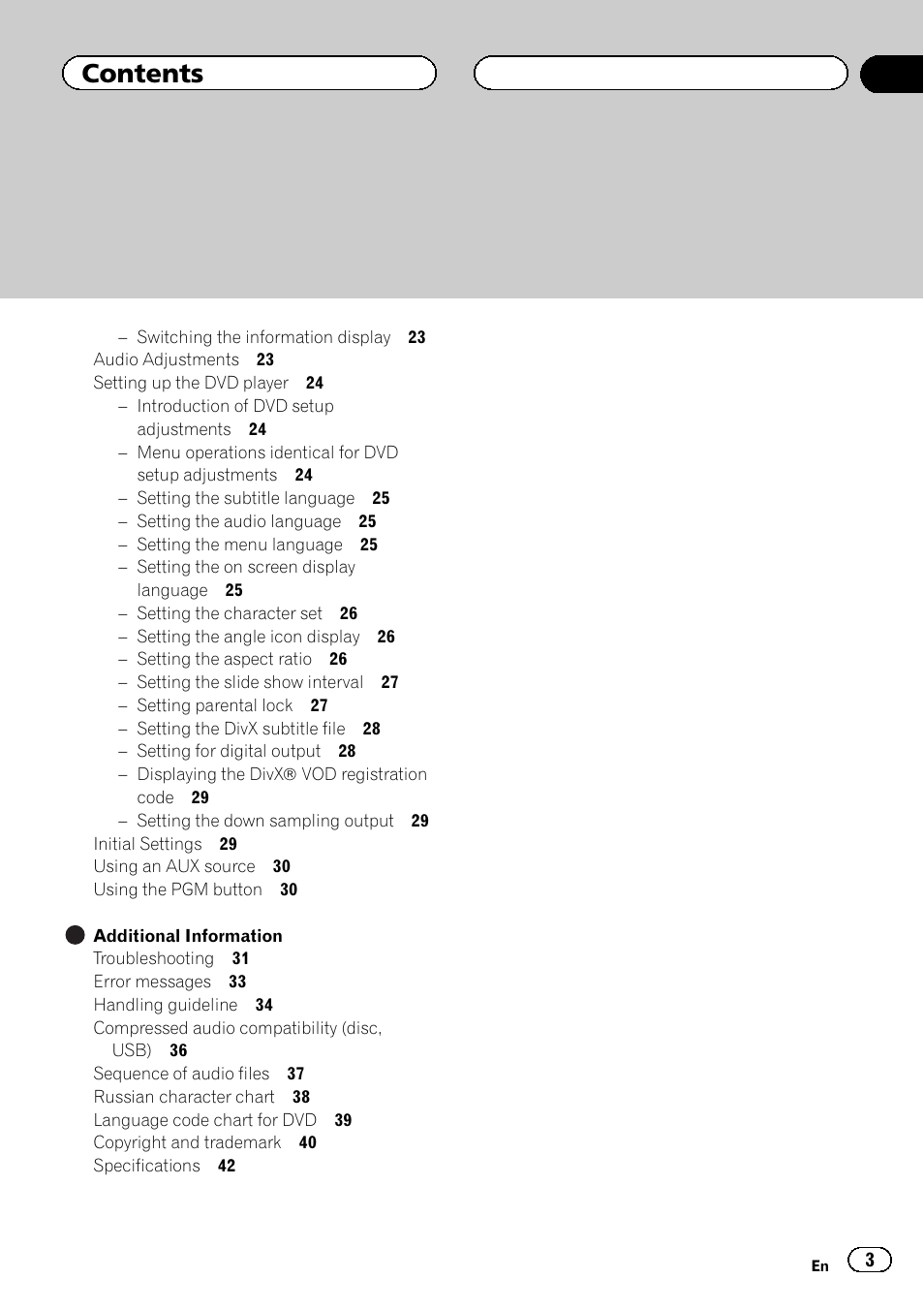 Pioneer DVH-3200UB User Manual | Page 3 / 44