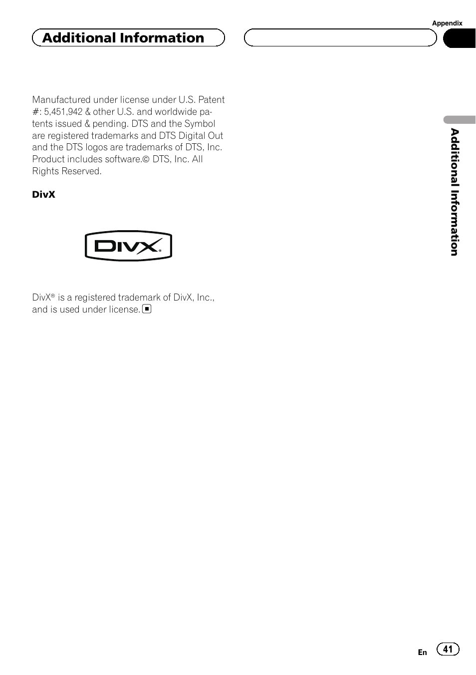 Additional information | Pioneer DVH-3200UB User Manual | Page 41 / 44
