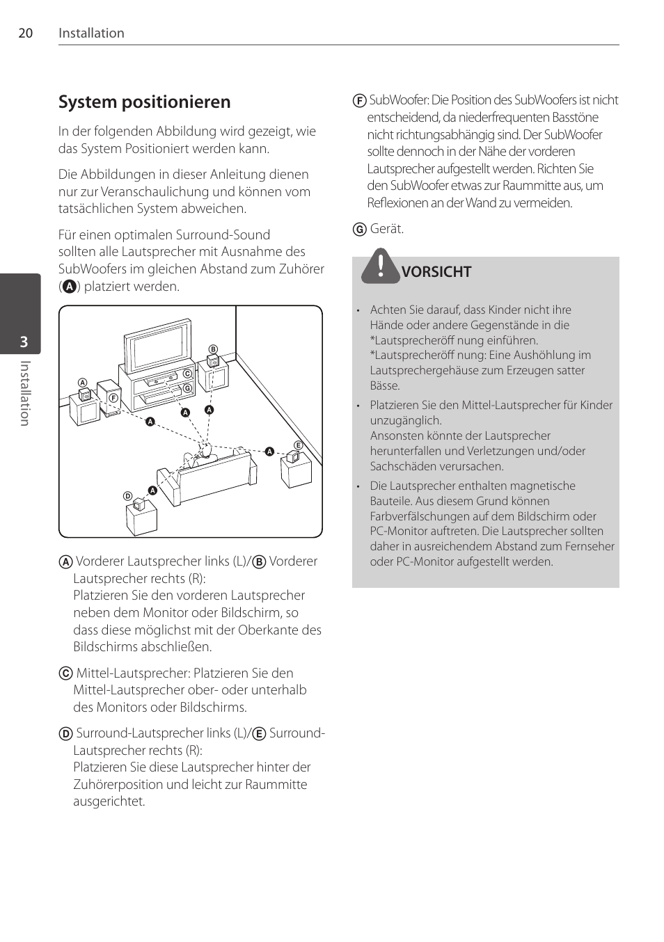 System positionieren, Vorsicht | Pioneer DCS-404K User Manual | Page 112 / 278