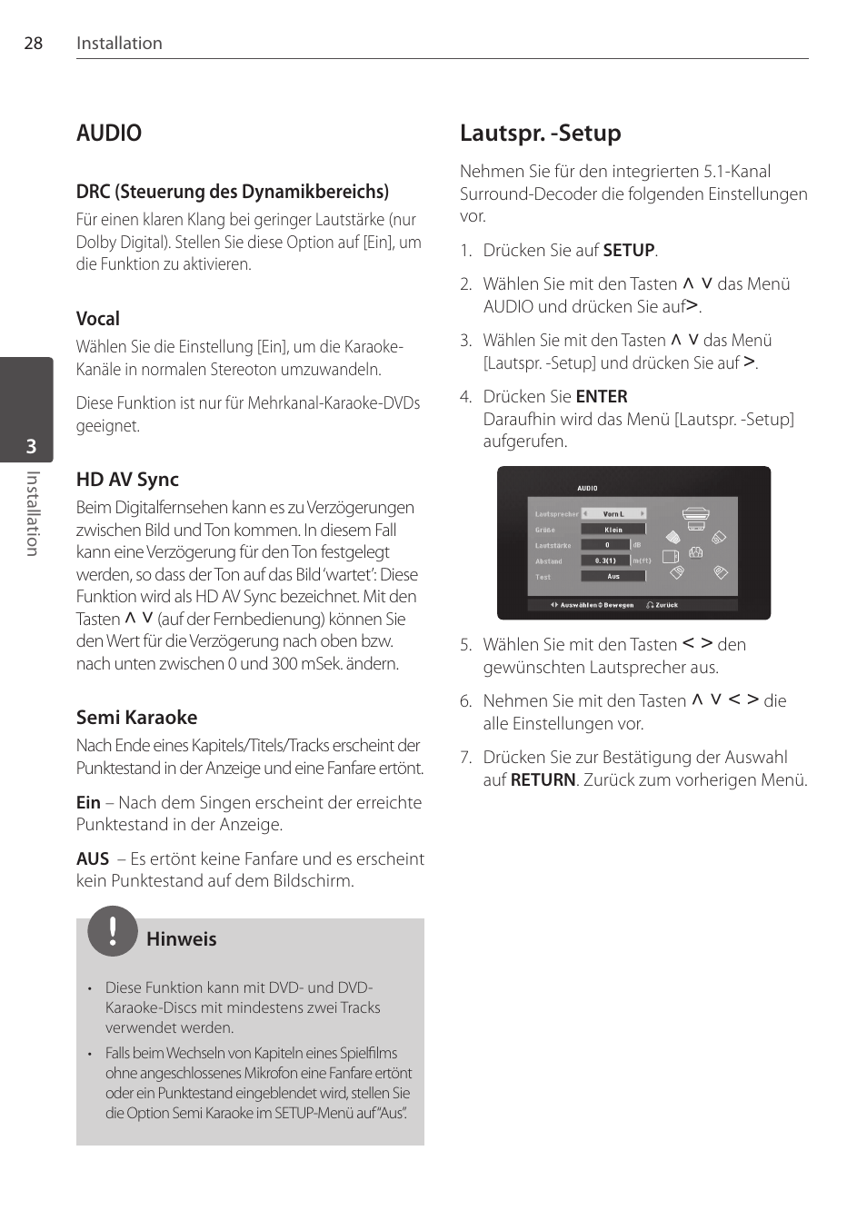 Audio, Lautspr. -setup | Pioneer DCS-404K User Manual | Page 120 / 278