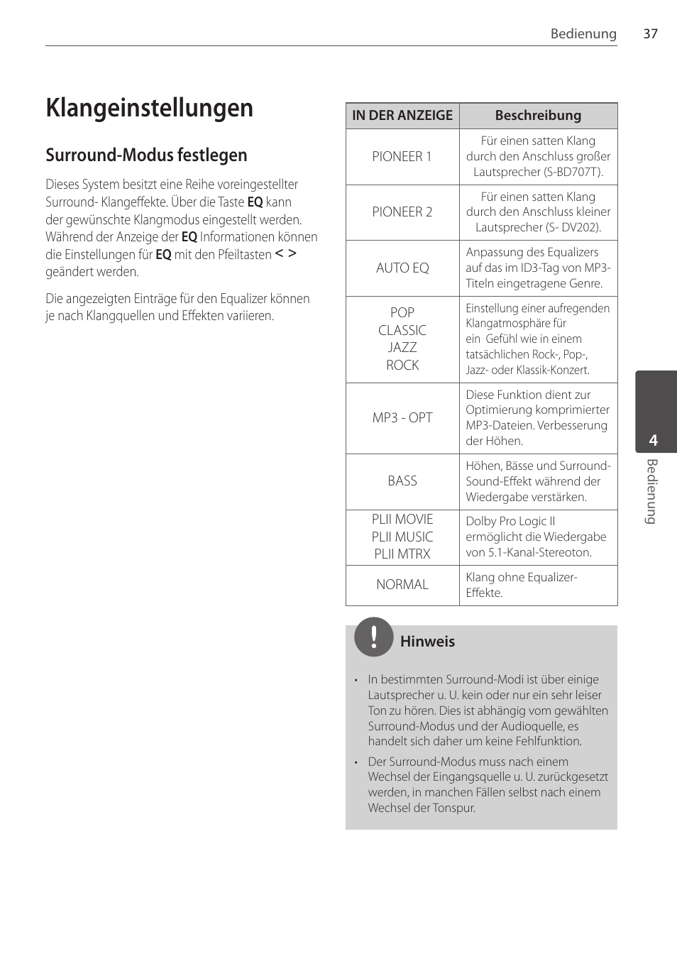 Klangeinstellungen, Surround-modus festlegen | Pioneer DCS-404K User Manual | Page 129 / 278