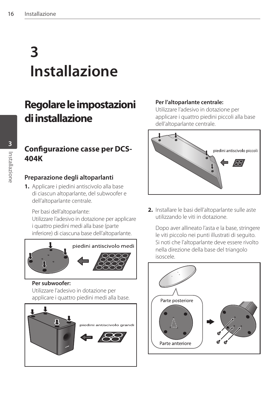 3installazione, Regolare le impostazioni di installazione | Pioneer DCS-404K User Manual | Page 154 / 278