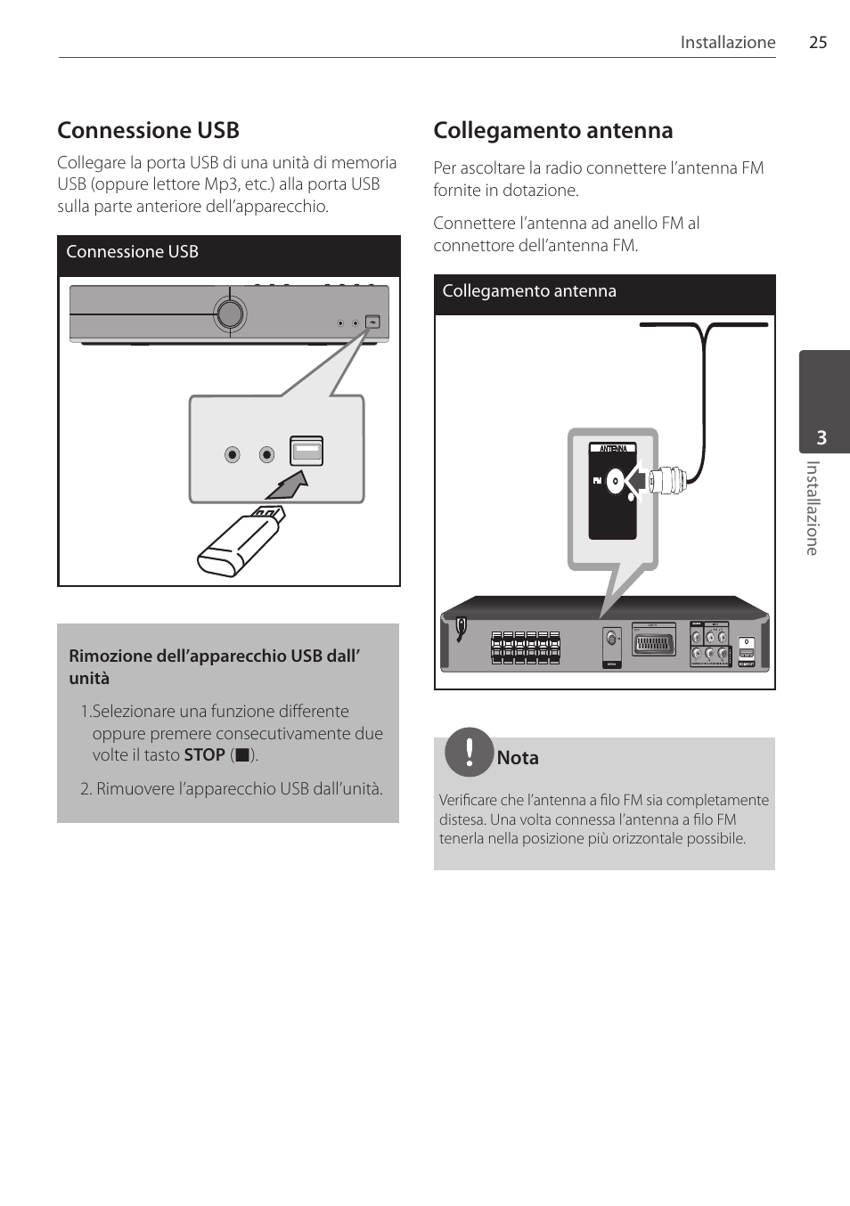 Connessione usb, Collegamento antenna | Pioneer DCS-404K User Manual | Page 163 / 278