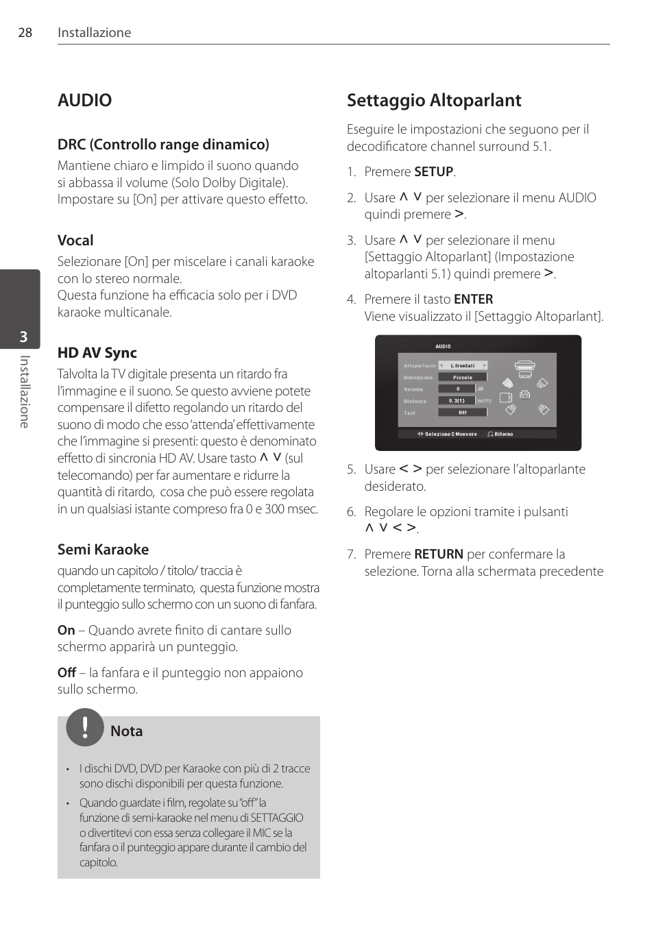 Audio, Settaggio altoparlant | Pioneer DCS-404K User Manual | Page 166 / 278