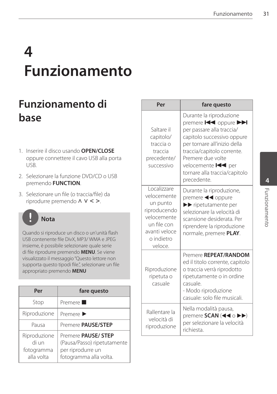 4funzionamento, Funzionamento di base | Pioneer DCS-404K User Manual | Page 169 / 278