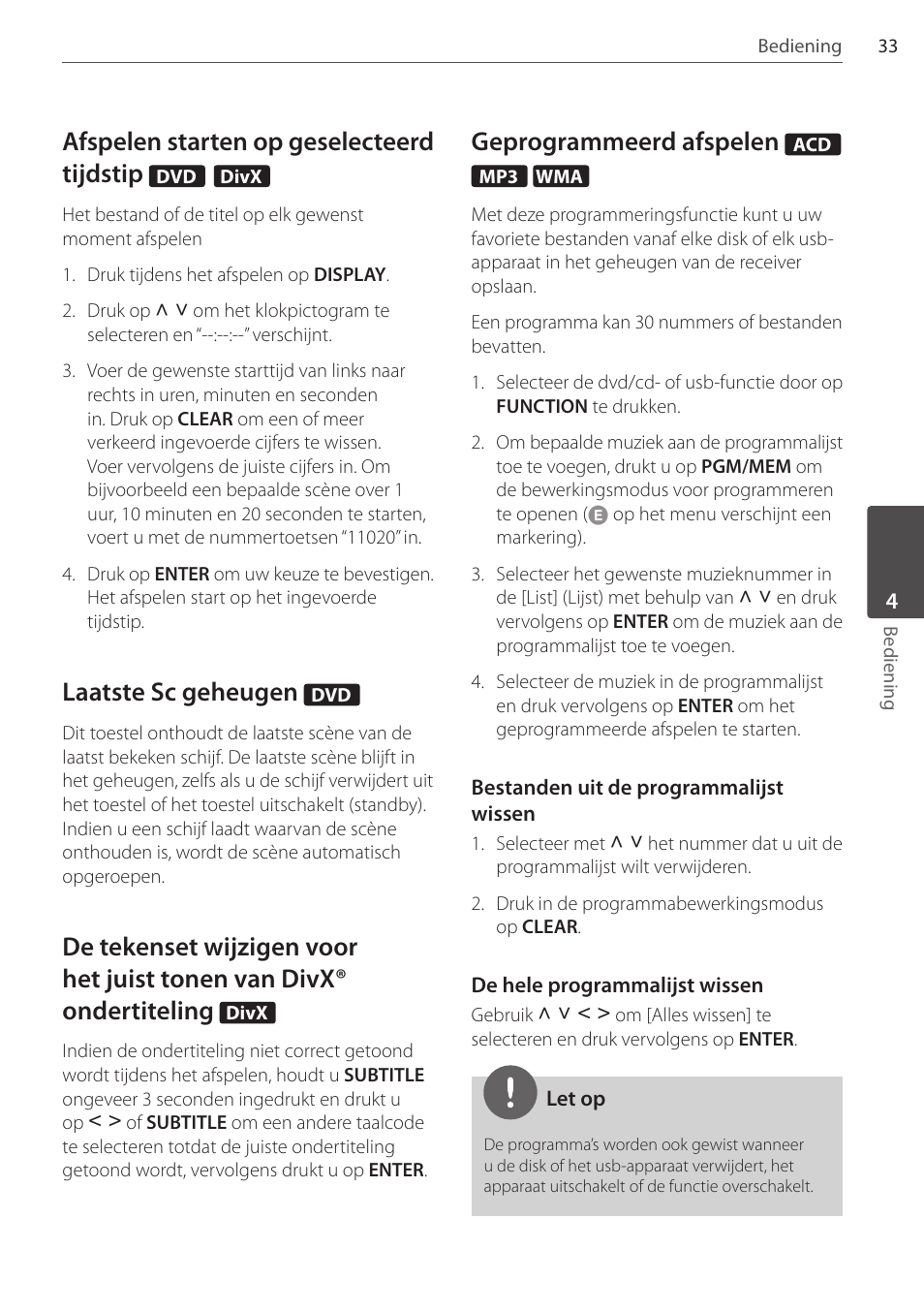 Afspelen starten op geselecteerd tijdstip, Laatste sc geheugen, Geprogrammeerd afspelen | Pioneer DCS-404K User Manual | Page 217 / 278
