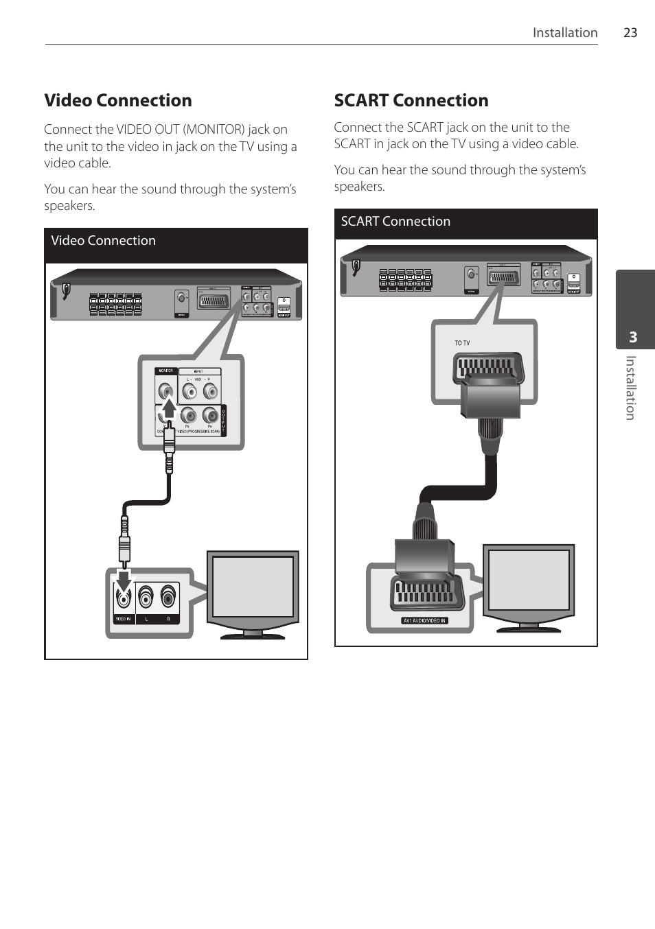Video connection, Scart connection | Pioneer DCS-404K User Manual | Page 23 / 278