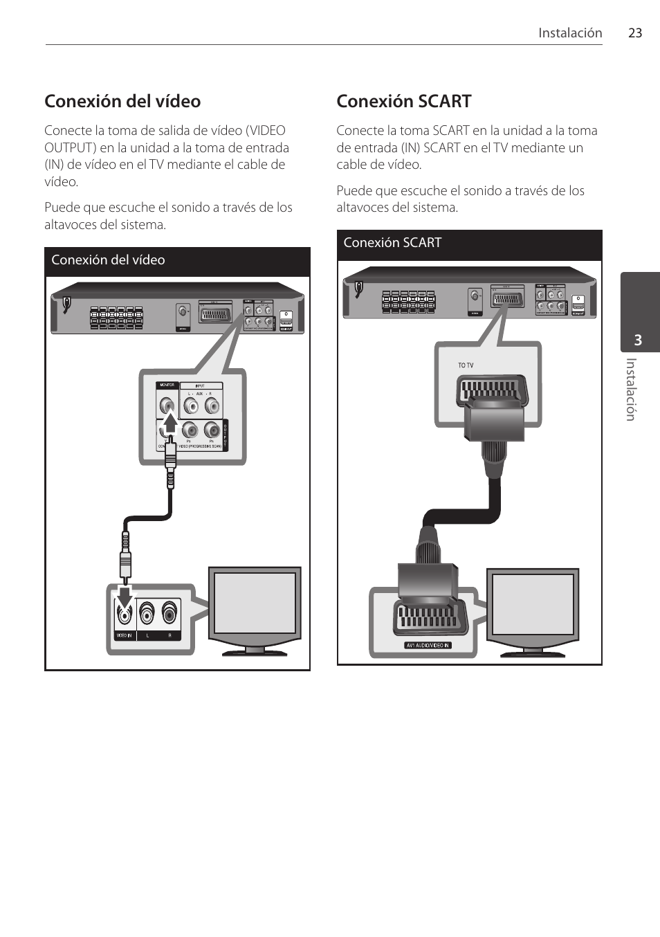 Conexión del vídeo, Conexión scart | Pioneer DCS-404K User Manual | Page 253 / 278