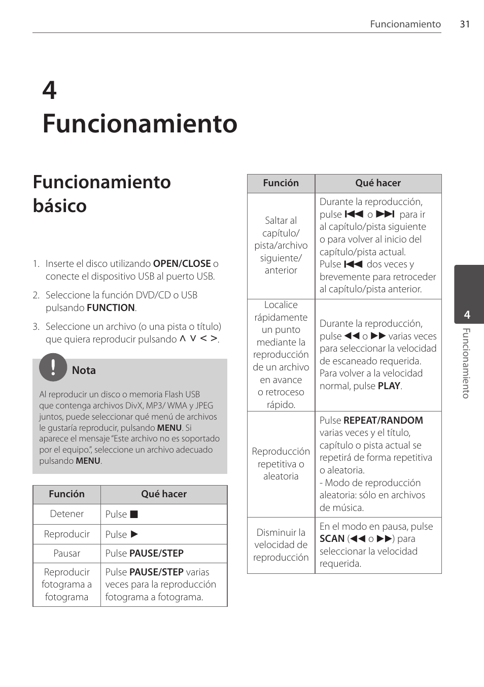 4funcionamiento, Funcionamiento básico | Pioneer DCS-404K User Manual | Page 261 / 278