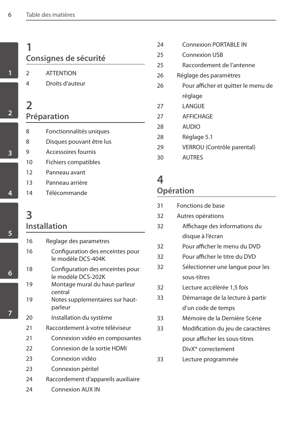 Consignes de sécurité, Préparation, Installation | Opération | Pioneer DCS-404K User Manual | Page 52 / 278
