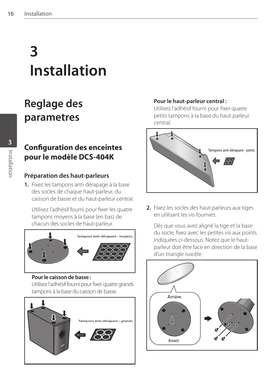 3installation, Reglage des parametres | Pioneer DCS-404K User Manual | Page 62 / 278