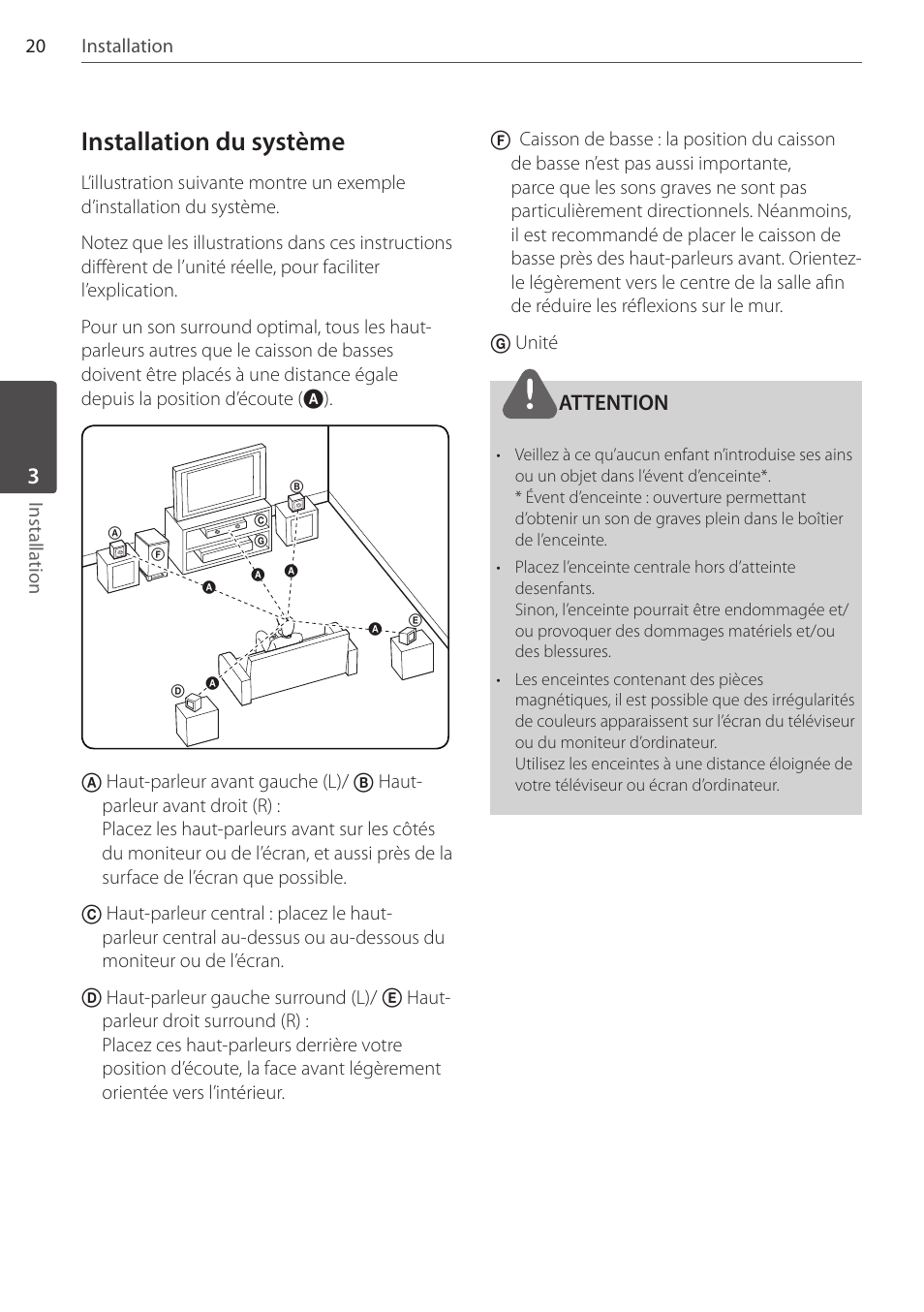 Installation du système, Attention | Pioneer DCS-404K User Manual | Page 66 / 278