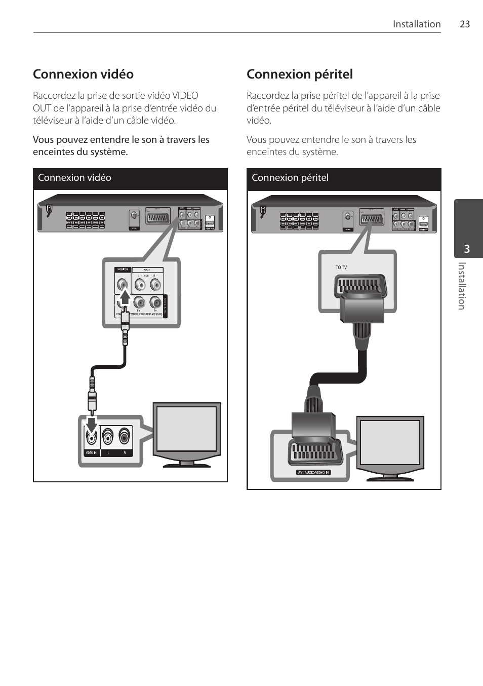Connexion vidéo, Connexion péritel | Pioneer DCS-404K User Manual | Page 69 / 278