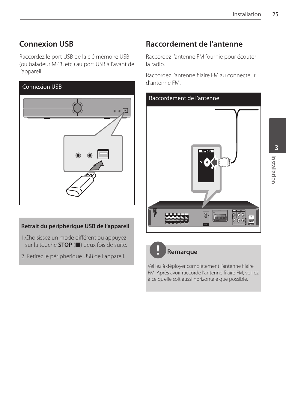 Connexion usb, Raccordement de l’antenne | Pioneer DCS-404K User Manual | Page 71 / 278