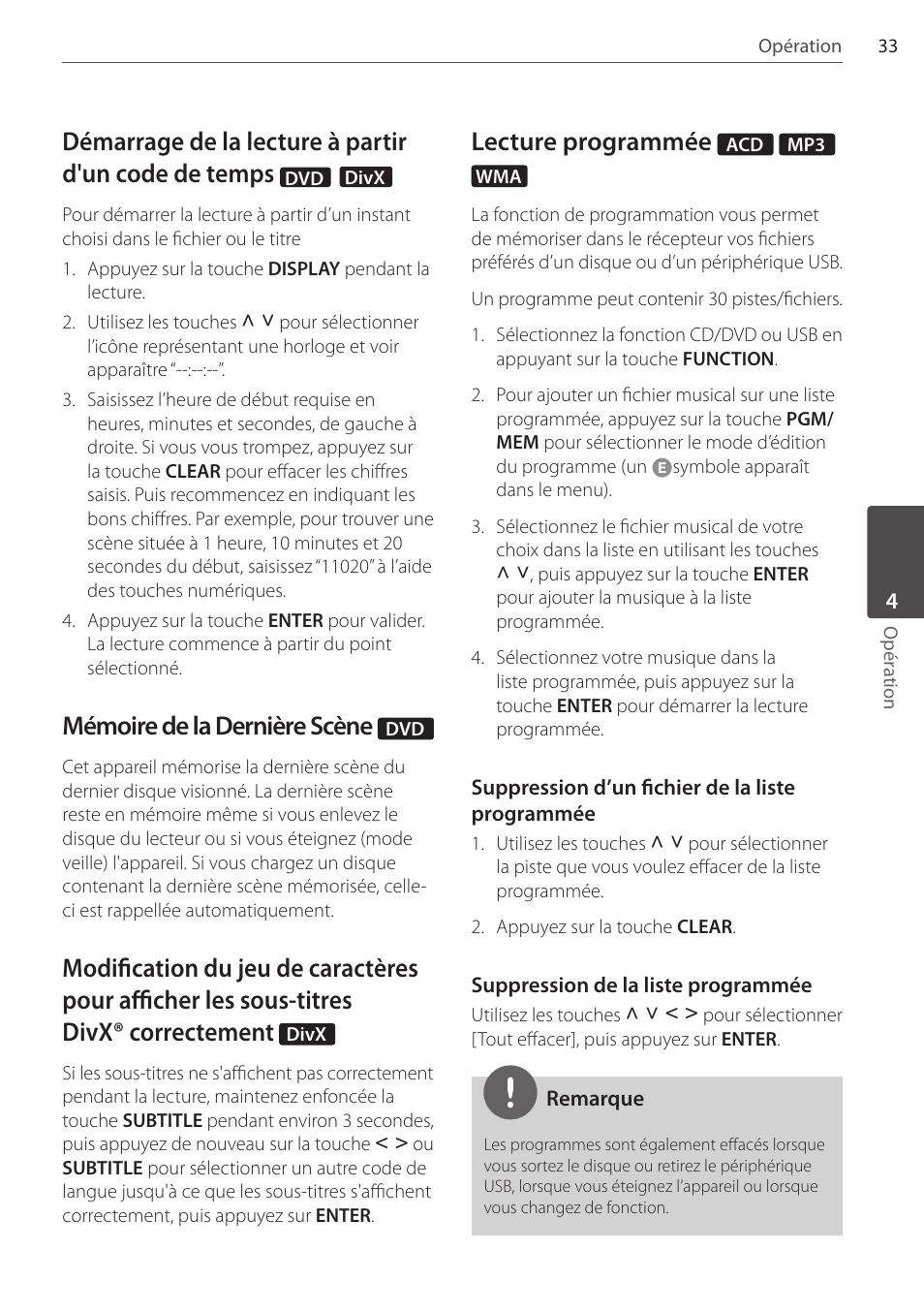 Mémoire de la dernière scène, Lecture programmée | Pioneer DCS-404K User Manual | Page 79 / 278