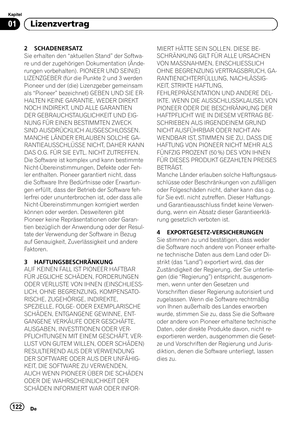 01 lizenzvertrag | Pioneer AVIC-F9210BT User Manual | Page 122 / 176