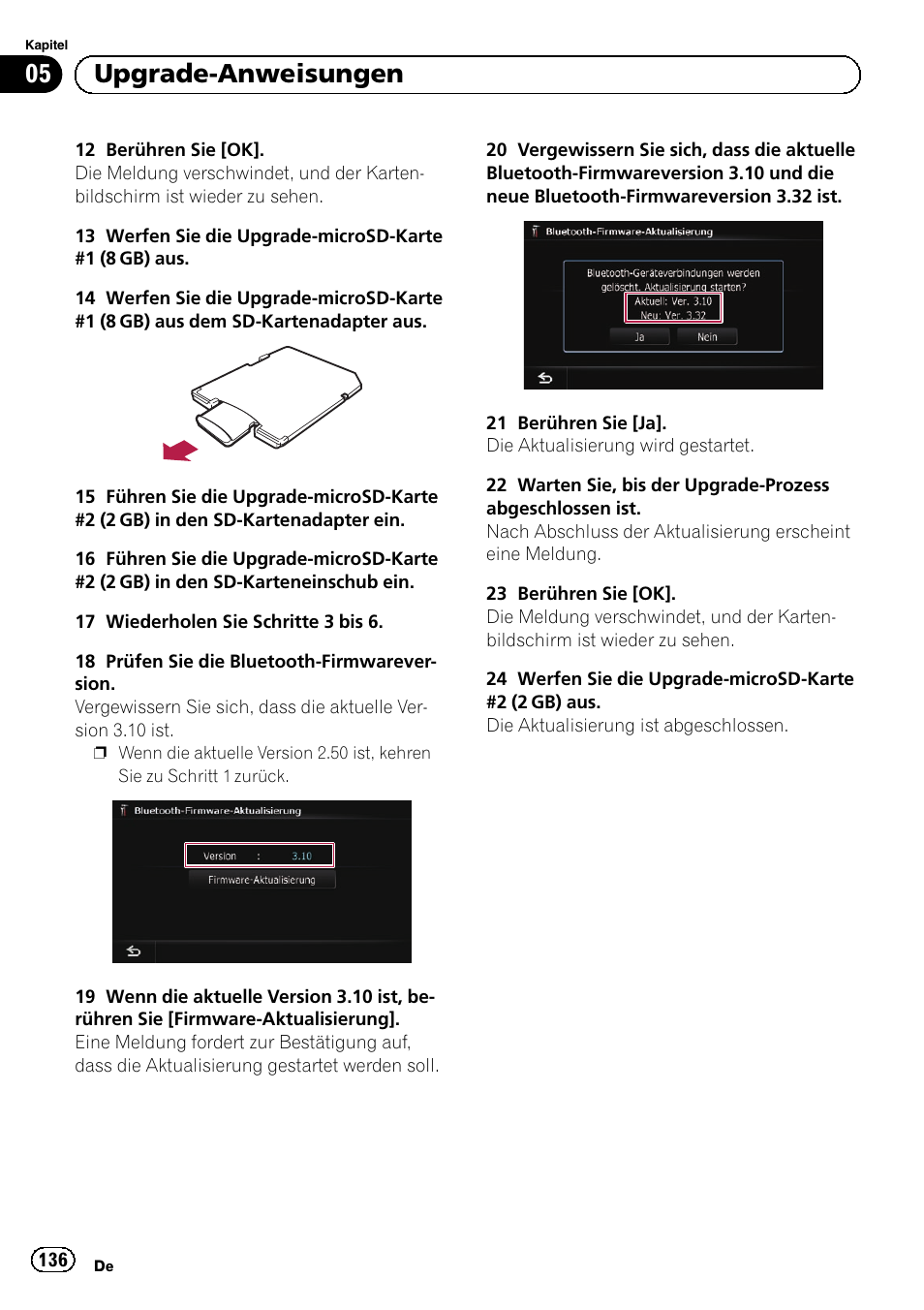 05 upgrade-anweisungen | Pioneer AVIC-F9210BT User Manual | Page 136 / 176