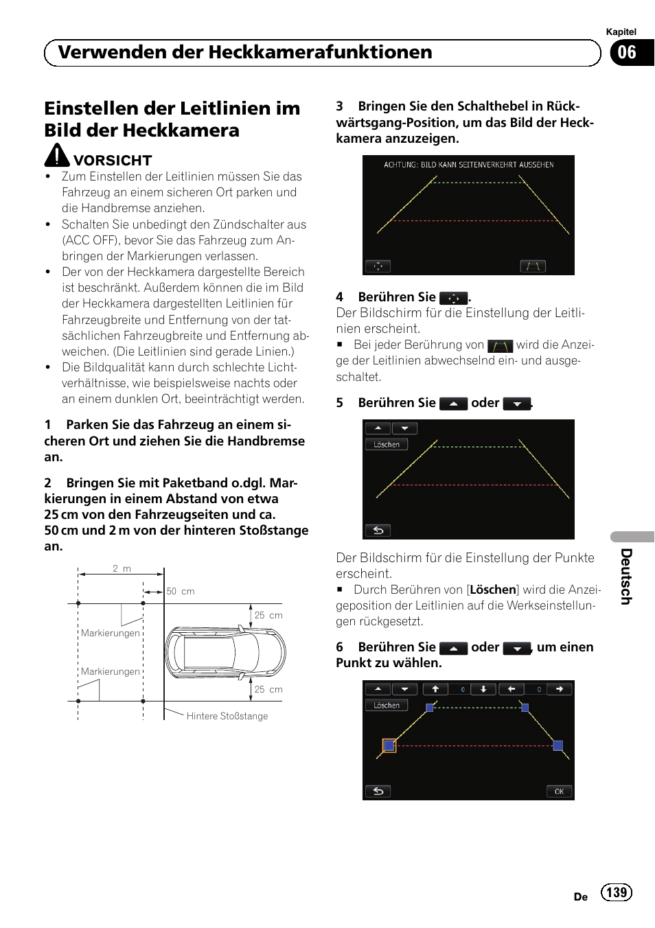 Heckkamera, Einstellen der leitlinien im bild der heckkamera, 06 verwenden der heckkamerafunktionen | Pioneer AVIC-F9210BT User Manual | Page 139 / 176