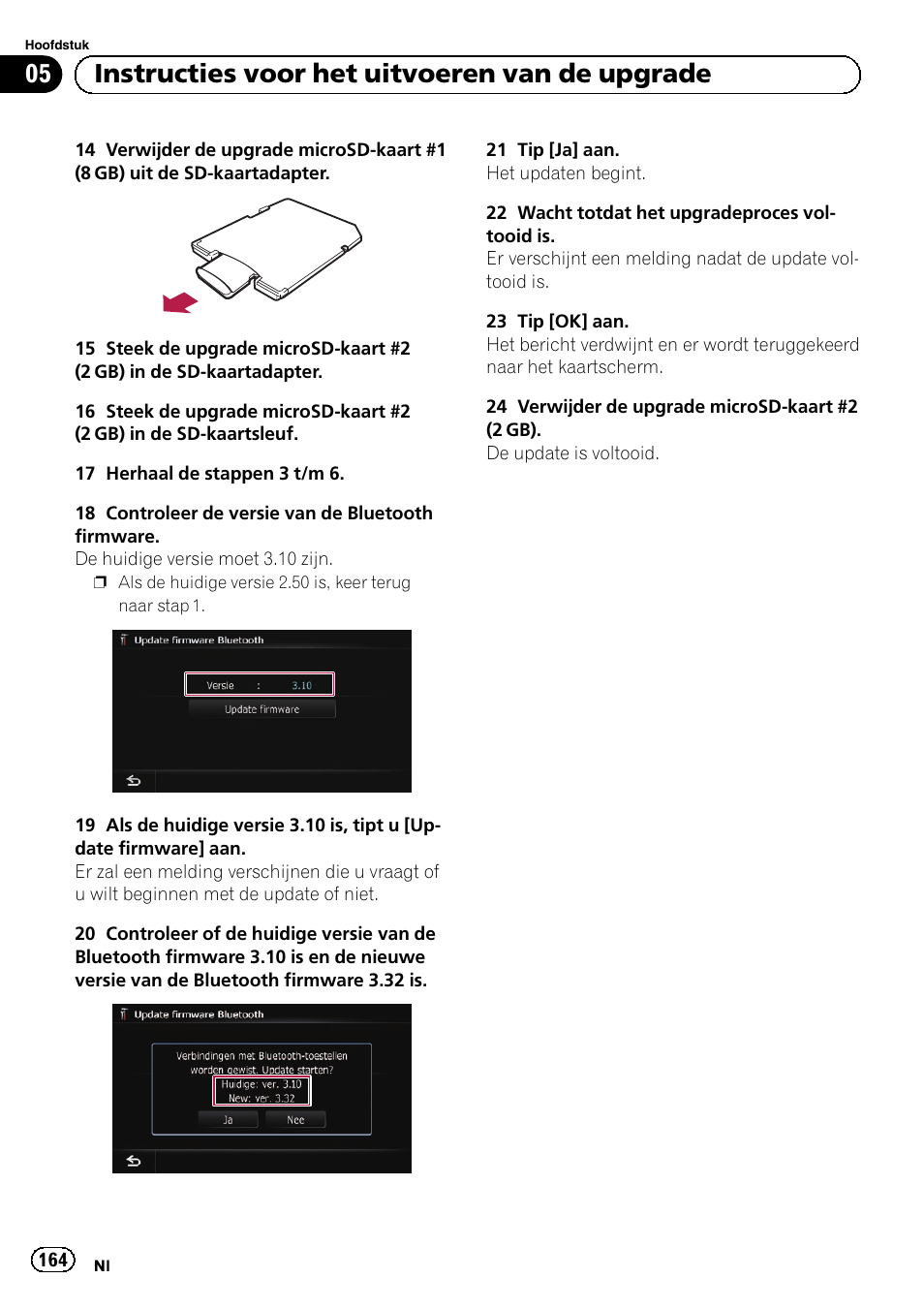 05 instructies voor het uitvoeren van de upgrade | Pioneer AVIC-F9210BT User Manual | Page 164 / 176