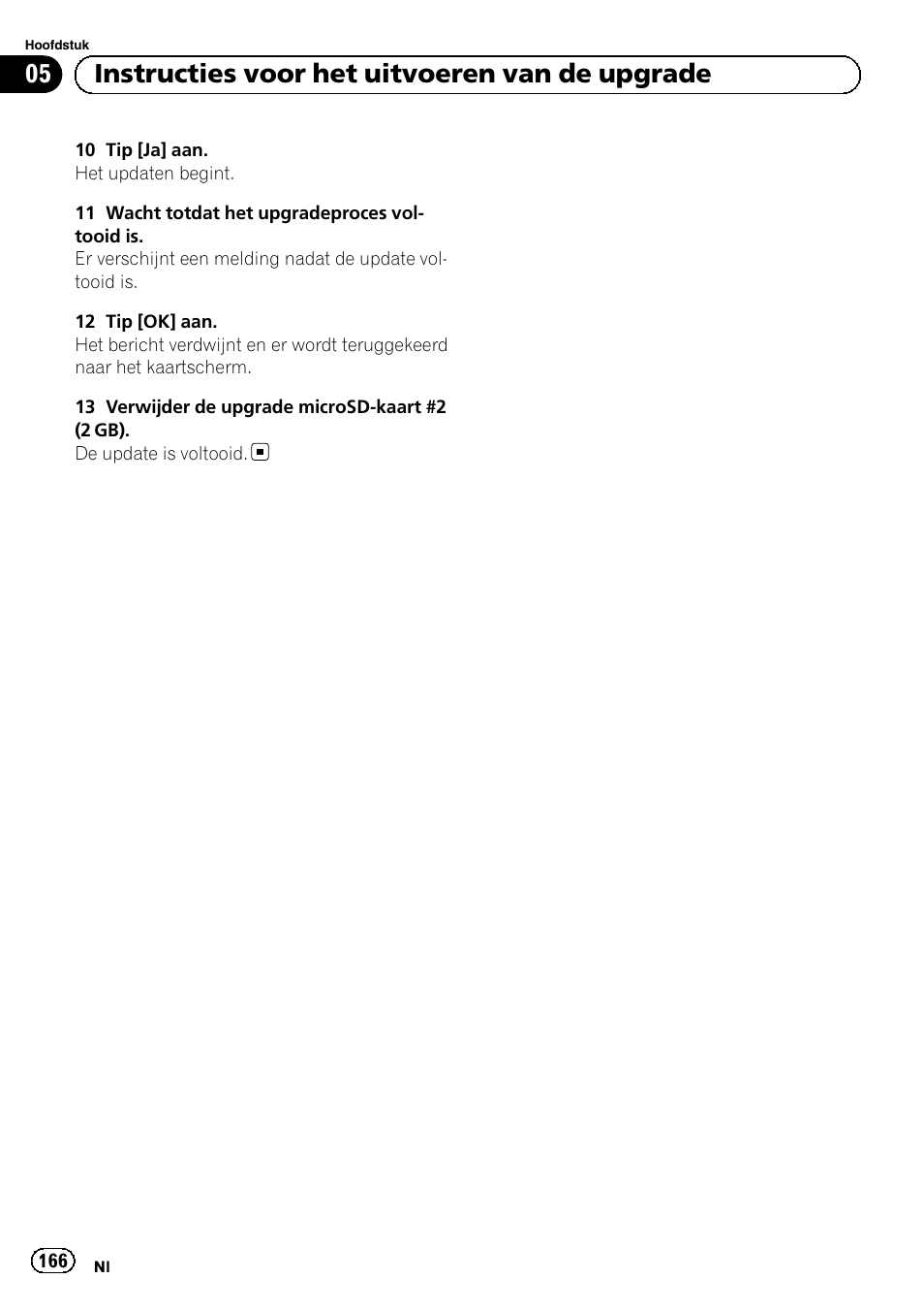 05 instructies voor het uitvoeren van de upgrade | Pioneer AVIC-F9210BT User Manual | Page 166 / 176