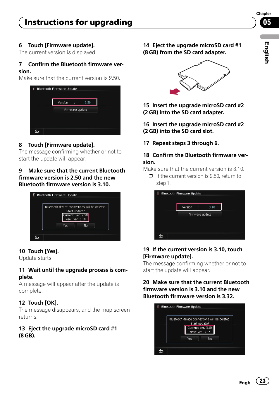 05 instructions for upgrading | Pioneer AVIC-F9210BT User Manual | Page 23 / 176