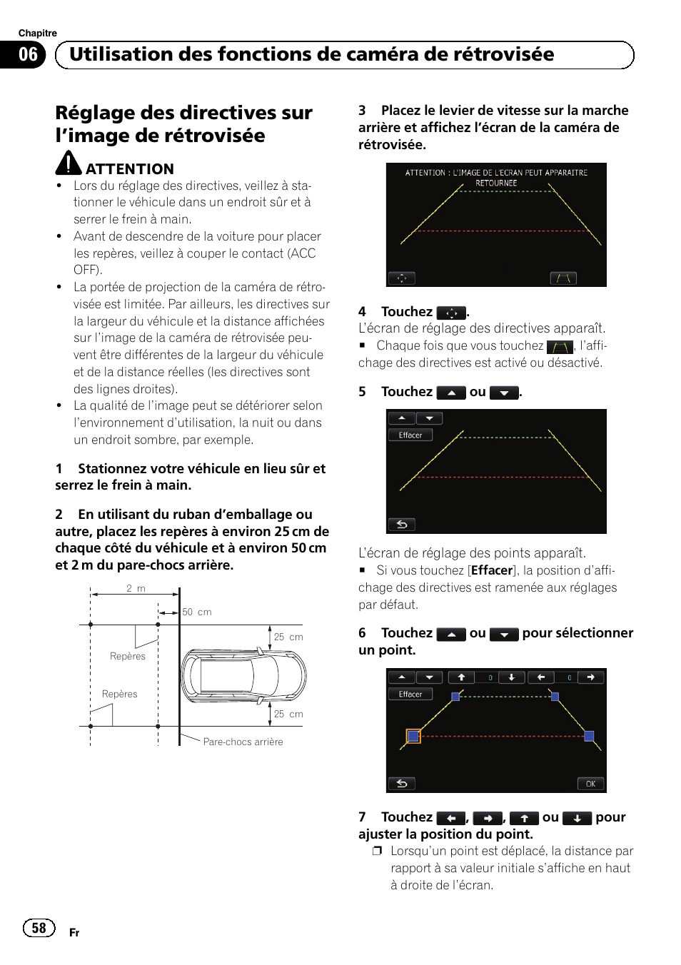 Image de, Rétrovisée, Réglage des directives sur l ’image de rétrovisée | Pioneer AVIC-F9210BT User Manual | Page 58 / 176