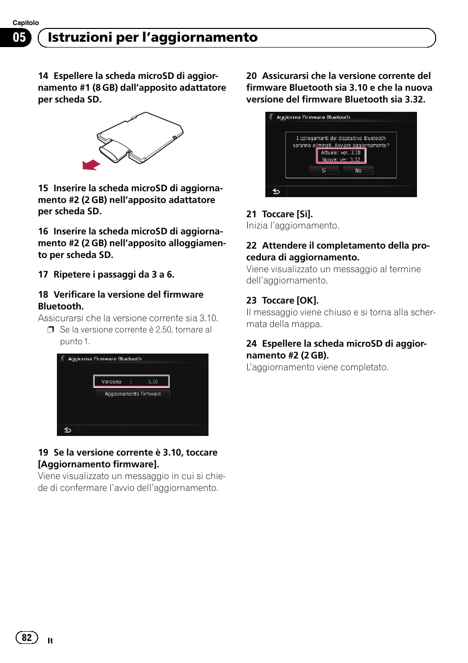 05 istruzioni per l ’aggiornamento | Pioneer AVIC-F9210BT User Manual | Page 82 / 176