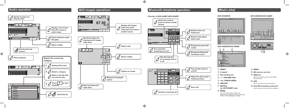 Audio operation | Pioneer AVH-3200DVD User Manual | Page 2 / 2