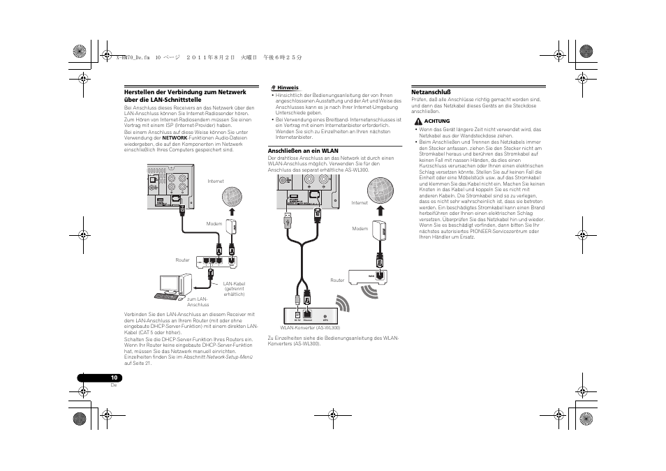 Netzanschluß | Pioneer XC-HM70-K User Manual | Page 106 / 224