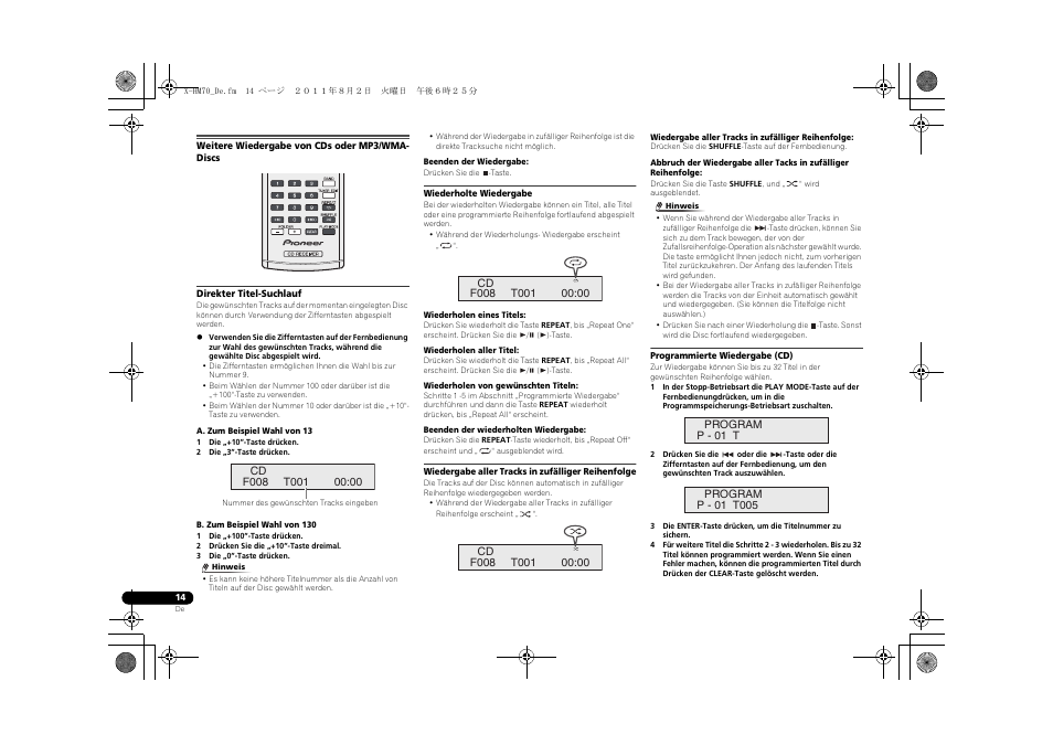 Weitere wiedergabe von cds oder mp3/wma-discs | Pioneer XC-HM70-K User Manual | Page 110 / 224