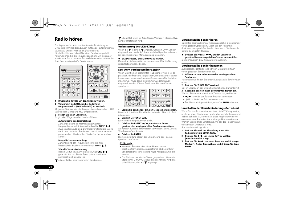 Radio hören | Pioneer XC-HM70-K User Manual | Page 120 / 224