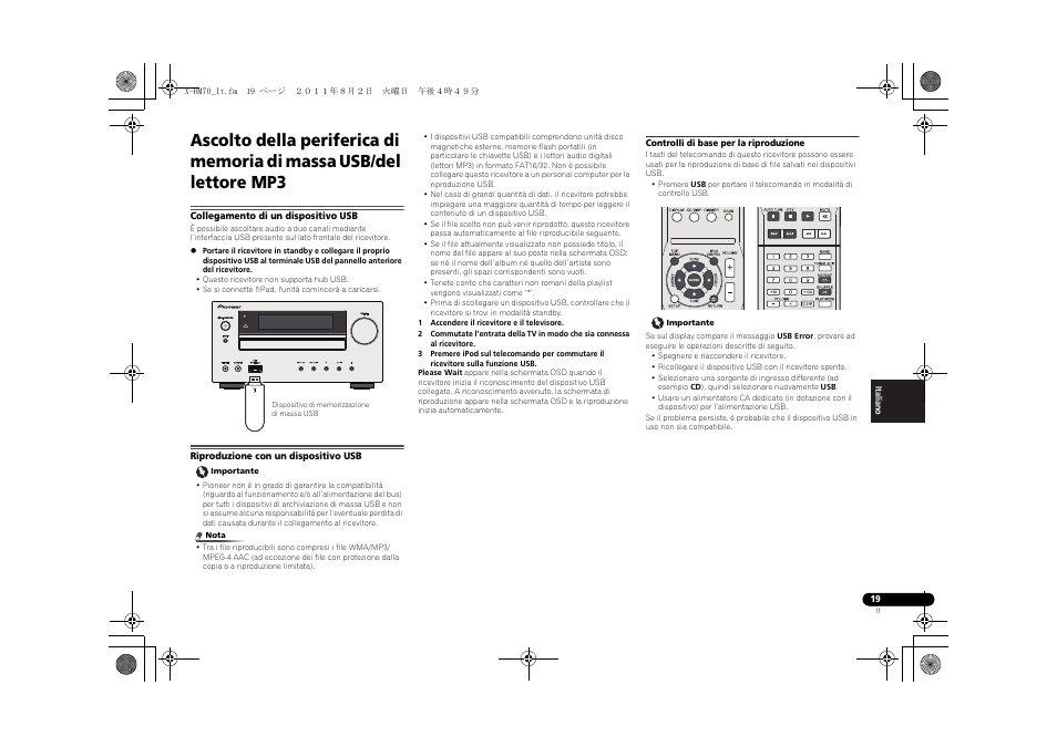Collegamento di un dispositivo usb, Riproduzione con un dispositivo usb, Timer | Pioneer XC-HM70-K User Manual | Page 145 / 224