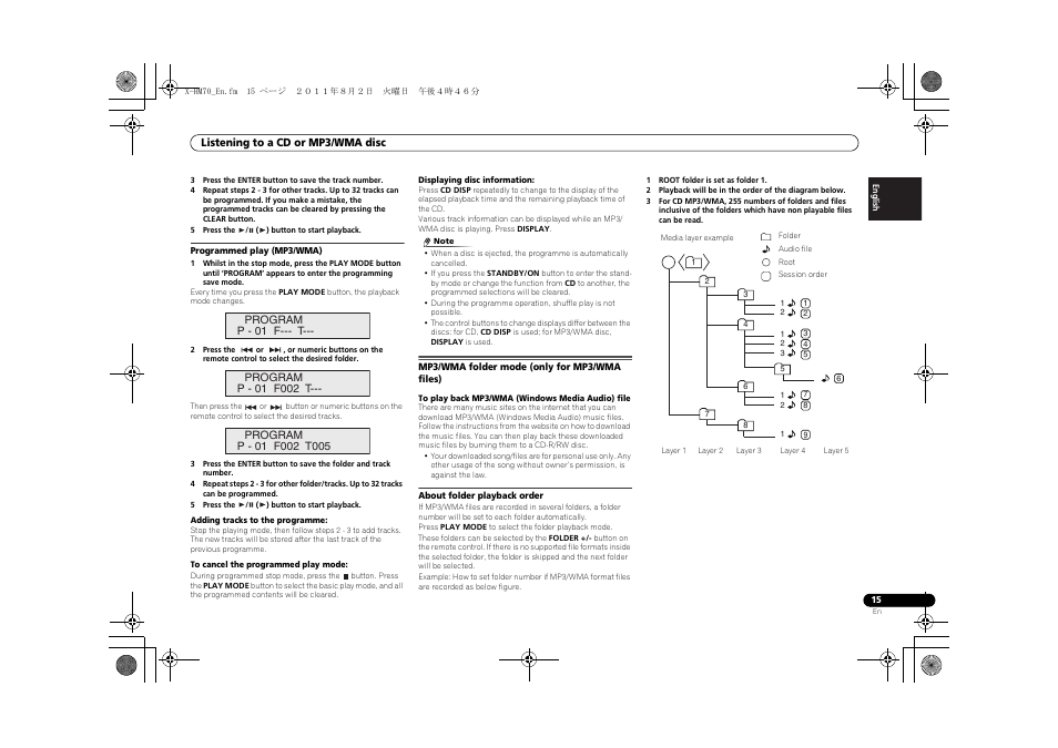 Mp3/wma folder mode (only for mp3/wma files) | Pioneer XC-HM70-K User Manual | Page 15 / 224