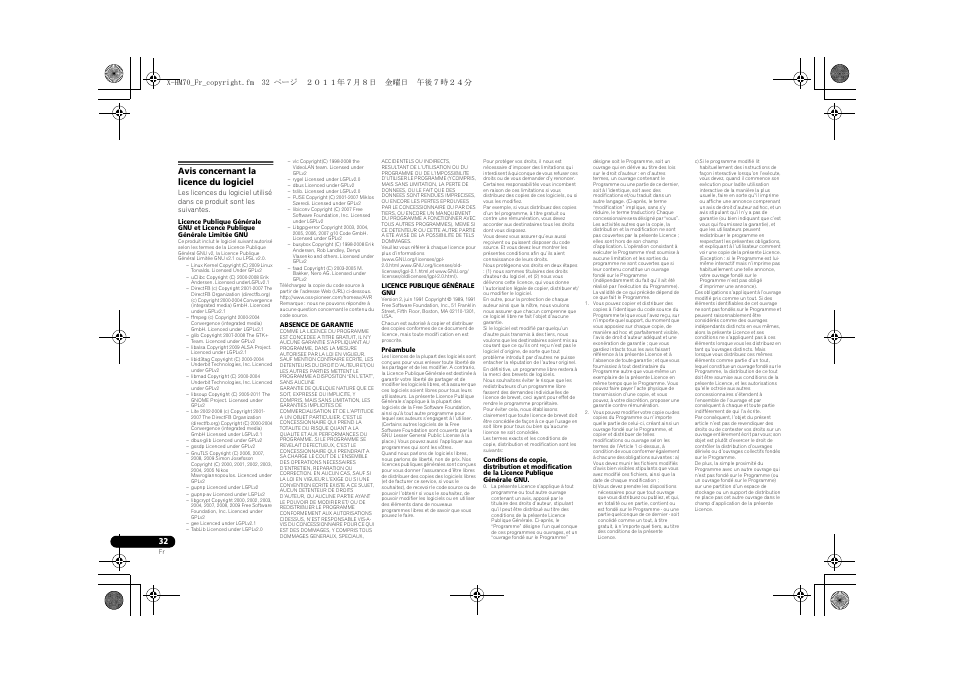 Avis concernant la licence du logiciel | Pioneer XC-HM70-K User Manual | Page 62 / 224
