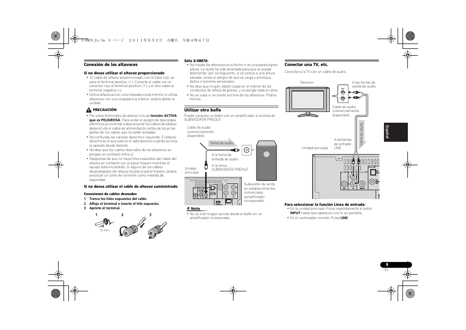 Conexión de los altavoces, Utilizar otro bafle, Conectar una tv, etc | Pioneer XC-HM70-K User Manual | Page 75 / 224