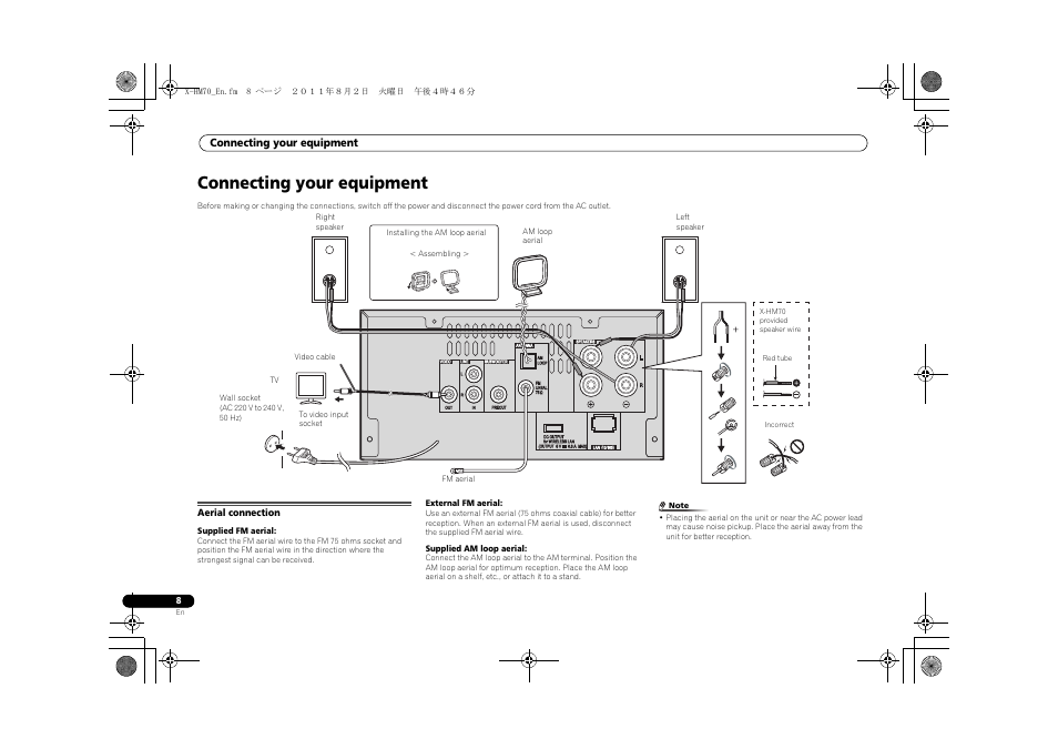 Connecting your equipment, Aerial connection | Pioneer XC-HM70-K User Manual | Page 8 / 224