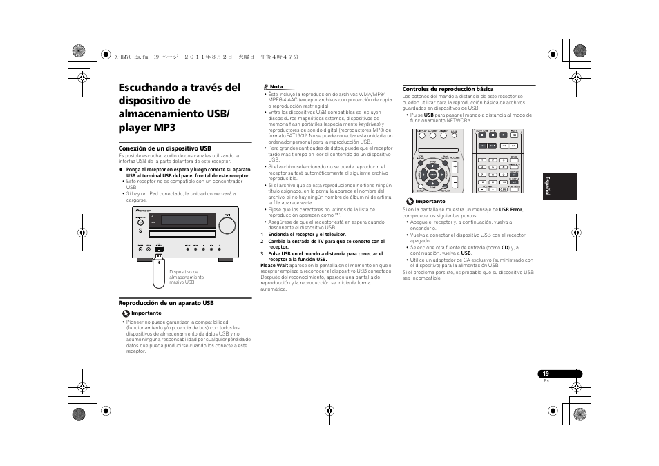 Conexión de un dispositivo usb, Reproducción de un aparato usb, Timer | Pioneer XC-HM70-K User Manual | Page 85 / 224