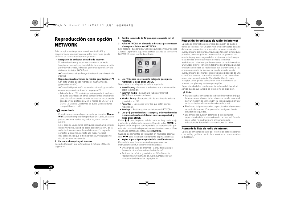 Reproducción con opción network, Recepción de emisoras de radio de internet | Pioneer XC-HM70-K User Manual | Page 86 / 224